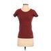 Adidas Active T-Shirt: Burgundy Activewear - Women's Size X-Small