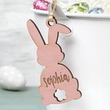 Personalization Mall Easter Bunny Name Personalized Wooden Stain Tag Wood in Brown | 3.75 H x 3.5 W x 0.5 D in | Wayfair 30253-P