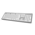 Hama Kabellose Tastatur "KW-700" (leise Tastatur, deutsches Tastenlayout QWERTZ mit Nummernblock für PC und Laptop, flache Tastatur mit 12 Media-Tasten, laserbeschriftete Funktastatur) silber, weiß