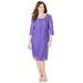 Plus Size Women's Crochet Trim Shift Dress by Catherines in Dark Violet (Size 3X)