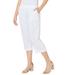 Plus Size Women's Knit Waist Linen Capri by Catherines in White (Size 1X)