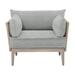 Bernhardt Catalonia Patio Chair w/ Cushions Wood/Metal in Gray, Size 26.0 H x 38.0 W x 31.5 D in | Wayfair O1502_6032-110