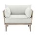 Bernhardt Catalonia Patio Chair w/ Cushions Wood/Metal in Gray/White, Size 26.0 H x 38.0 W x 31.5 D in | Wayfair O1502_6025-002