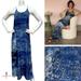 Anthropologie Dresses | Anthropologie Partimi Cobalt Splashed Silk A Line Maxi Dress Midnight Sky S 4 | Color: Blue/White | Size: 4