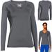 Under Armour Tops | Euc Women’s Under Armour Heatgear V-Neck Long Sleeve Shirt In Gray Size Large | Color: Gray | Size: L