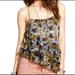 Free People Tops | Free People Flutter By Ruffled Tiered Tank Top Asymmetrical Hi Lo Floral Print | Color: Black | Size: Xs