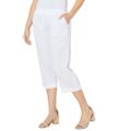 Plus Size Women's Knit Waist Linen Capri by Catherines in White (Size 4X)