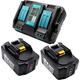 Replacement Makita DC18RD Quick Charger with 2 X BL1850B 18V 5.0Ah BL1830 Batteries for Makita Job site Radio DMR100 DMR110 DMR103B DMR104 DMR105 DMR106 DMR109 DMR108 DMR107 18V 5000mAh