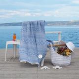 Linum Home Textiles 100% Turkish Cotton Sea Breeze Horoscope Pestemal Beach Towel Turkish Cotton in Gray/Blue | Wayfair SBR50-00-LEO