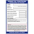 Panneau Permis de Construire, Construction ou Travaux + Marqueur noir (W1032). Panneau Akylux 80 x