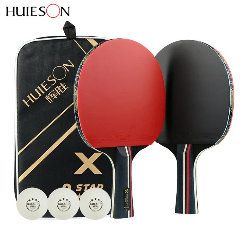 Huieson-Raquette de tennis de table 3 étoiles, 5 étoiles, 6 étoiles, 7 couches, bois, caoutchouc, picots double face, ping-pong, sans balle