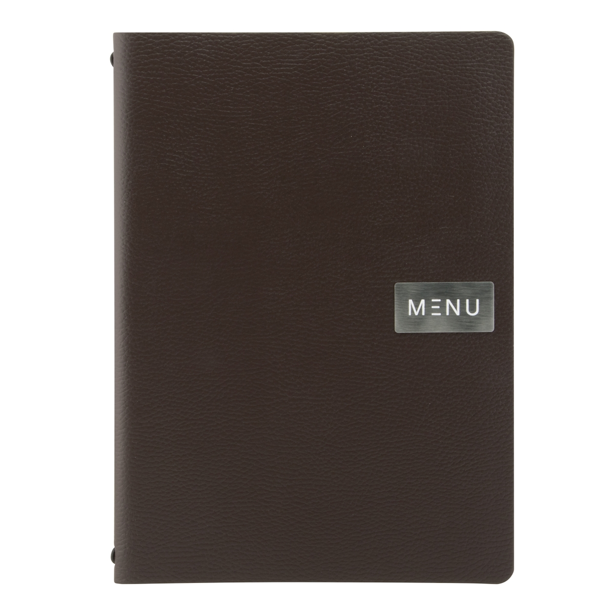 Securit® Speisekartenhülle A4 "Leather" - Braun - Linie "Raw" - 100% ökologisches Leder - "Menu"-Plakette + Blankoplakette inklusive - 4 Sichtseiten Image