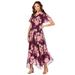Plus Size Women's Floral Sequin Dress by Roaman's in Dark Berry Sequin Floral (Size 36 W)