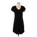 Gap Casual Dress - A-Line V Neck Short sleeves: Black Print Dresses - Women's Size Small