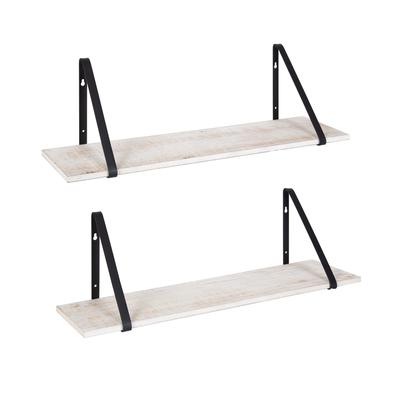 Kate and Laurel Soloman Wood 2 Piece Shelves with Metal Brackets
