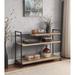 Industrial Style Brantley Metal Frame Bookshelf Oak & Sandy Black Finish, with Three Open Storage Wood Planks for Your Office