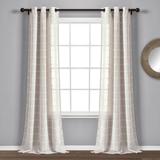 Lush Decor Farmhouse Textured Grommet Sheer Window Curtain Panel Pair