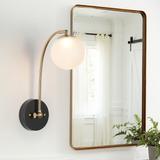 Icey 1-Light Modern Frosted Glass LED Black Gold Wall Sconce Globe Bathroom Vanity Light - 4.7" L x 12" W x 15" H