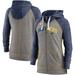 Women's Nike Heather Charcoal/Heather Navy Milwaukee Brewers Split Wordmark Gym Vintage Raglan Lightweight Full-Zip Hoodie