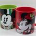 Disney Kitchen | Disney Mickey & Minnie Holiday Mugs Oversized Red & Green With Stripes Nwob | Color: Green/Red | Size: Os