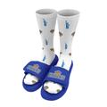 Men's ISlide White New York Knicks Pattern Socks & Slide Sandals Bundle