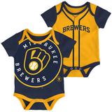 Newborn Navy/Gold Milwaukee Brewers Double Two-Pack Bodysuit Set