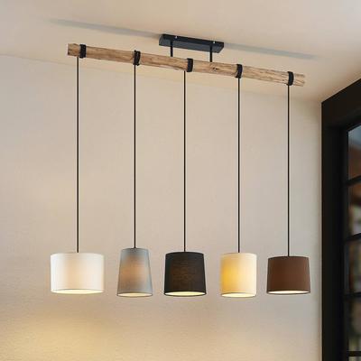 Hängelampe Amilia Lindby, dimmbar, Holz hell, für Wohn- / Esszimmer, Holz, Modern, Pendelleuchte Image