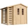 Gartenhaus Holz Mit Brennholzschuppen M386C - Geräteschuppen Holz B272xL206xH218 cm/ 3,53 + 0,97 m2