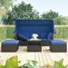 Outdoor Patio Rectangle Daybed with Retractable Canopy