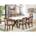 East West Furniture Kitchen Table Set- Dining Table and Dark Khaki Linen Fabric Chairs, Distressed Jacobean(Pieces Options)