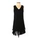 CeCe Casual Dress - A-Line V Neck Sleeveless: Black Solid Dresses - Women's Size 2