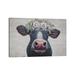 East Urban Home Clara the Cow w/ Daisies Farmhouse Style by Hippie Hound Studios - Wrapped Canvas Painting Canvas | 8 H x 12 W x 0.75 D in | Wayfair