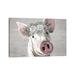 East Urban Home Petunia the Pig w/ Daisies Farmhouse Style by Hippie Hound Studios - Wrapped Canvas Painting Canvas | 8 H x 12 W x 0.75 D in | Wayfair