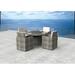 Latitude Run® Ledger Round 6 - Person 53.2" Long Outdoor Dining Set w/ Cushions Glass/Metal/Wicker/Rattan in Gray | 53.17 W x 53.17 D in | Wayfair