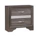 2 Drawer Wooden Nightstand with 1 Hidden Jewelry Drawers, Gray and Silver