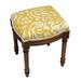 Mustard Paisley Vanity Stool with wood stained finish