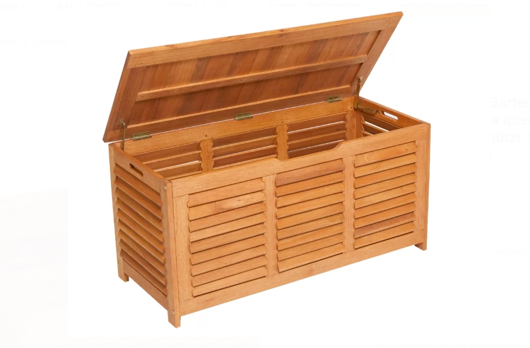 Merxx Kissenbox quergelattet, 120 x 55 x 60 cm, Eukalyptus Image