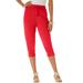 Plus Size Women's Drawstring Soft Knit Capri Pant by Roaman's in Vivid Red (Size 5X)