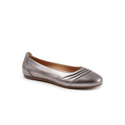 Wide Width Women's Safi Ballerina Flat by SoftWalk in Pewter (Size 8 W)