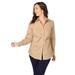 Plus Size Women's Stretch Cotton Poplin Shirt by Jessica London in New Khaki (Size 36 W) Button Down Blouse