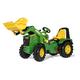 Rolly Toys Trettraktor John Deere rollyX-Trac Premium inkl. rollyTrac Lader (Zweigangschaltung, Handbremse, für Kinder 3-10 Jahre, Verstellbarer Sitz, Traktor mit Flüsterlaufreifen) 651078, grün