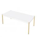 Mercer41 Coffee Table w/ Metal Tube Legs, White & Gold Wood/Metal in Brown/White/Yellow | 18 H x 48 W x 24 D in | Wayfair