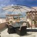 Aok Garden 120" Cantilever Umbrella Patio Offset Umbrellas Outdoor Hanging Market Patio Umbrella Metal in Brown | 96.5 H x 120 W x 120 D in | Wayfair