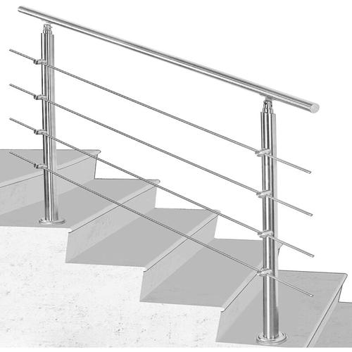 Hengda – Handlauf Edelstahl, gebürsteter Edelstahl, Treppengeländer mit ohne Querstreben für den