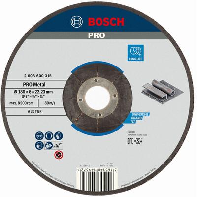 Bosch - pro Metal Schleifscheibe 180 x 6 x 22,23 mm - 2608600315 Image