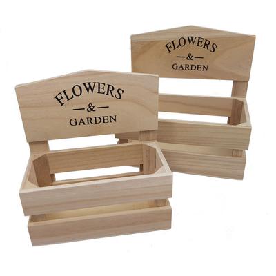 Deko Pflanzkasten - 2er Set - Holz Pflanzgefäß Blumen Kasten Kräutergarten Regal