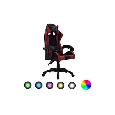 vidaXL Gaming-Stuhl mit RGB LED-Leuchten Weinrot Schwarz Kunstleder Image