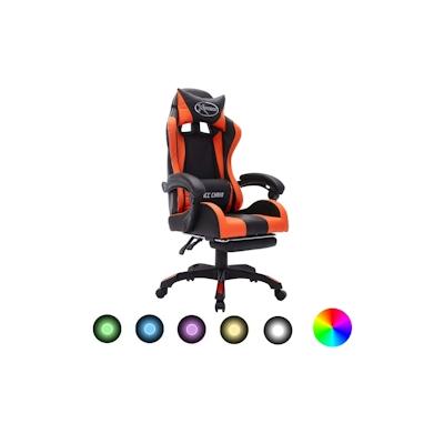 vidaXL Gaming-Stuhl mit RGB LED-Leuchten Orange und Schwarz Kunstleder Image