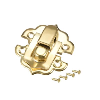 Box Latch S Size Decorative Hasp Jewelry cases Catch w Screws 20 Sets - Golden - 30mm x 29mm,20 pcs