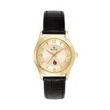 Women's Bulova Gold/Black Ball State Cardinals Stainless Steel Watch with Leather Band